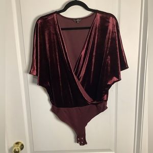 Dynamite Burgundy Velvet Bodysuit